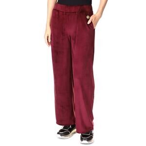 Michael Kors Burgundy Velour Straight Leg Track Pants L NWOT Ruby Maroon Red